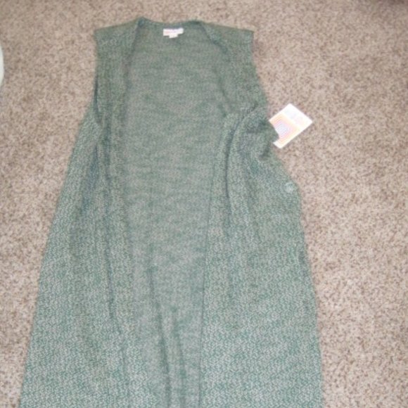 Lularoe Green Knit Joy Vest - Picture 1 of 7